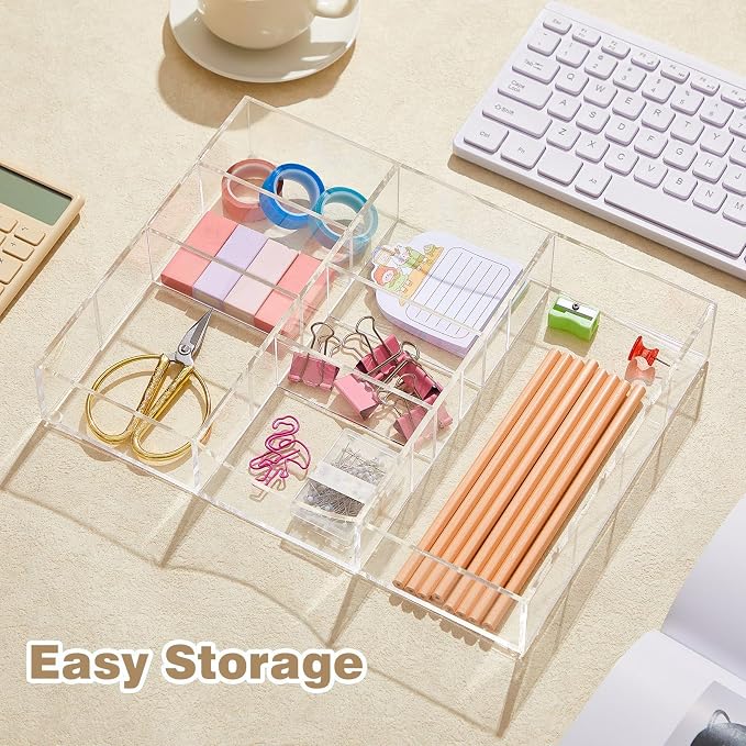 Briwooody Clear Acrylic Drawer Organizer, 9 Compartments, Medium | 8.66 x 11.81 - Image 4