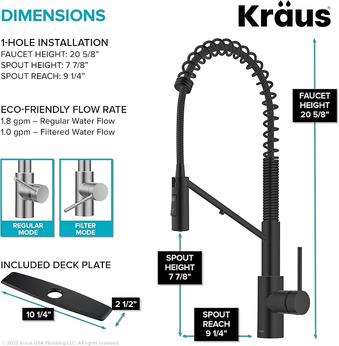 KRAUS Oletto 2-in-1 Commercial Style Pull-Down Single Handle Water Filter - Image 6