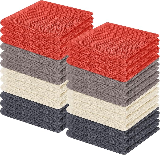 Homaxy 100% Cotton Waffle Weave Kitchen Dish Cloths 24-Pack, Ultra Soft by Homaxy