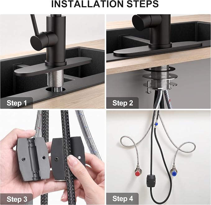 Kitchen Faucet with Pull Down Sprayer, Matte Black Waterfall Kitchen Faucet | - Image 7
