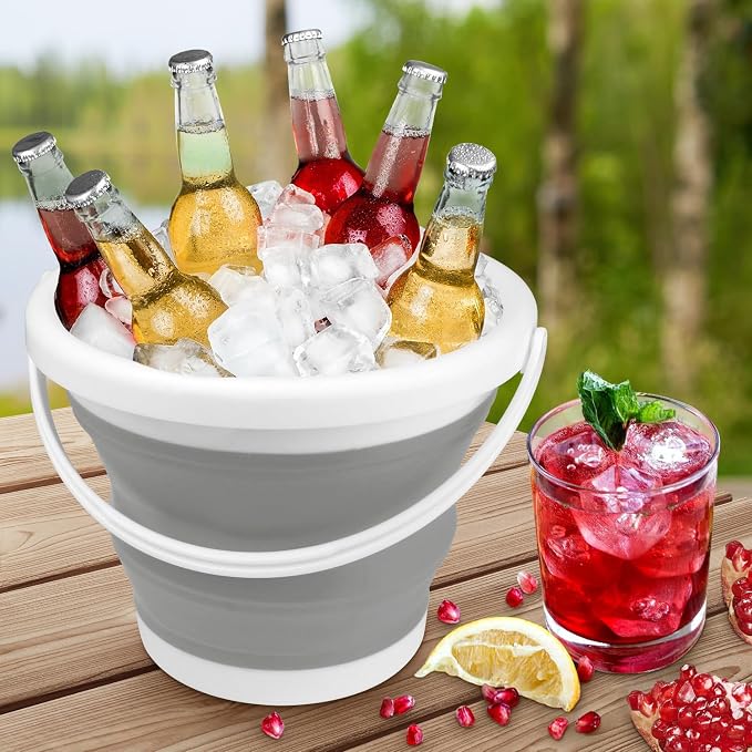 Collapsible Mop Bucket and Ice Bucket-5L Household Cleaning Silicone Dust Mops - Image 6