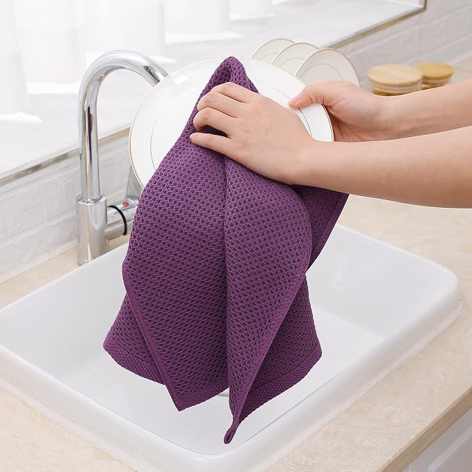 Homaxy 100% Cotton Waffle Weave Kitchen Dish Towels 4-Pack, Ultra Soft - Image 4