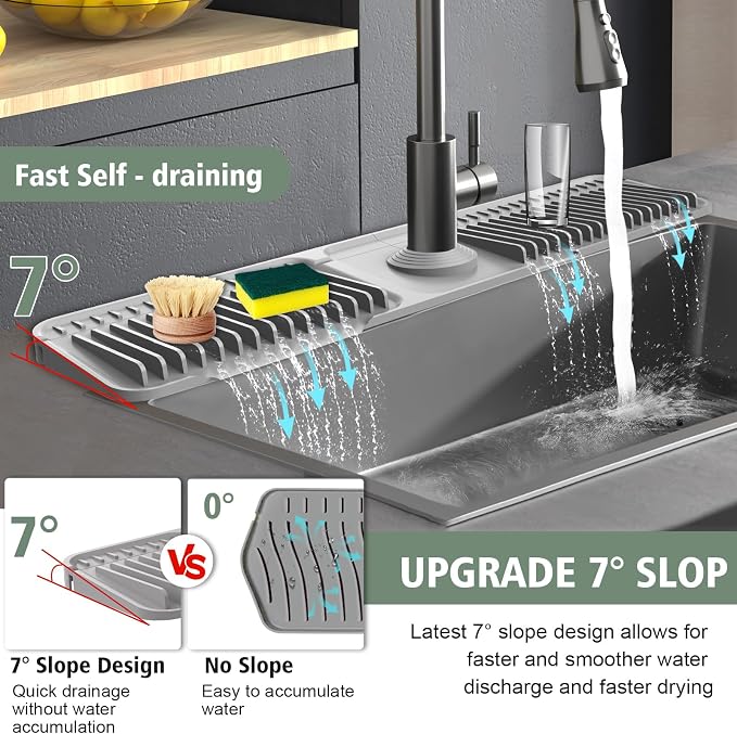 24-Inch Kitchen Sink Splash Guard Mat | 7° Slope - Image 4