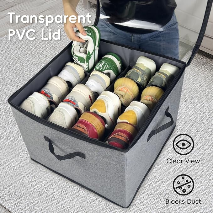Shoe Organizer for Closet, 3 Pack Shoe Storage Bins - Image 6