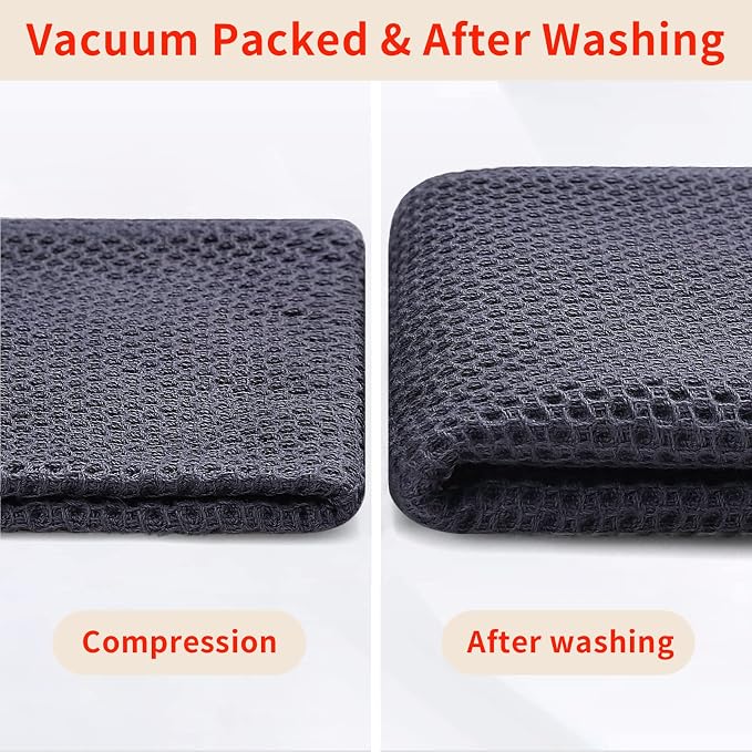 Homaxy 100% Cotton Waffle Weave Kitchen Dish Towels 8-Pack, Dark Grey | 13 x 28 - Image 7