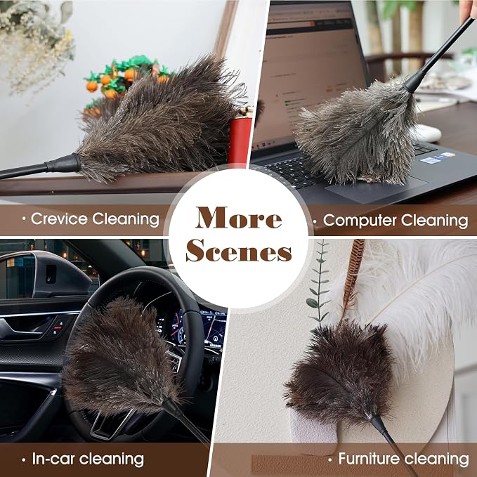 Natural Ostrich Feather Duster 14.9 inch Fluffy Mini Dusters | Handheld - Image 7