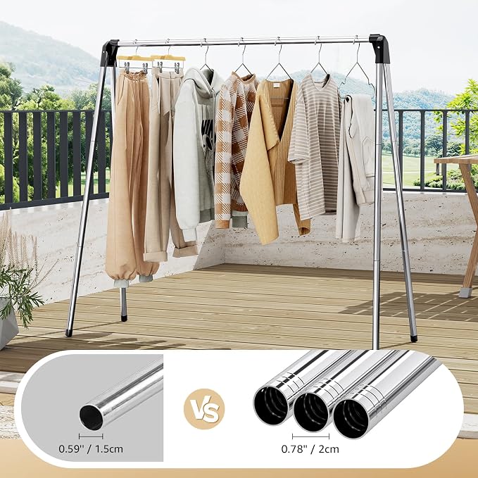 TOOLF 55" Stainless Steel Collapsible Clothes Drying Rack | Foldable Drying - Image 4