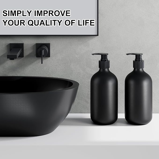 2Pcs Black Soap Dispenser, 16oz Plastic Dish & Hand Soap Dispenser - Image 3