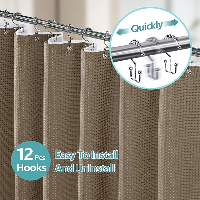 Vipfree 3 in 1 Shower Curtain Set, Waffle Shower Curtain and Liner Set - Image 2