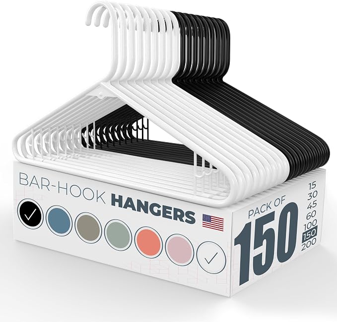 Plastic Hangers 100+ Pack – Made in the USA – 6lb Capacity Standard Clothes by NeatiesHangers