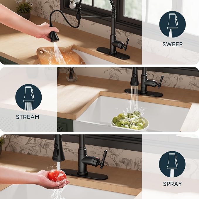 FORIOUS Vintage Black Kitchen Faucet - Image 4