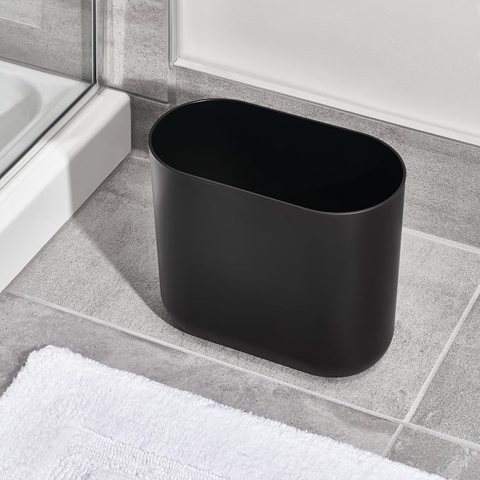 iDesign Small Slim Plastic Bathroom Trash Can - Image 7
