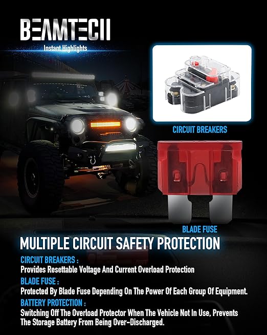 BEAMTECH Wireless 8 Gang Switch Panel, RGB Multifunction Switch Toggle Momentary Pulsed Circuit Control Relay System Box Auxiliary Touch Control Switch LED Light Controller for Off Road Car