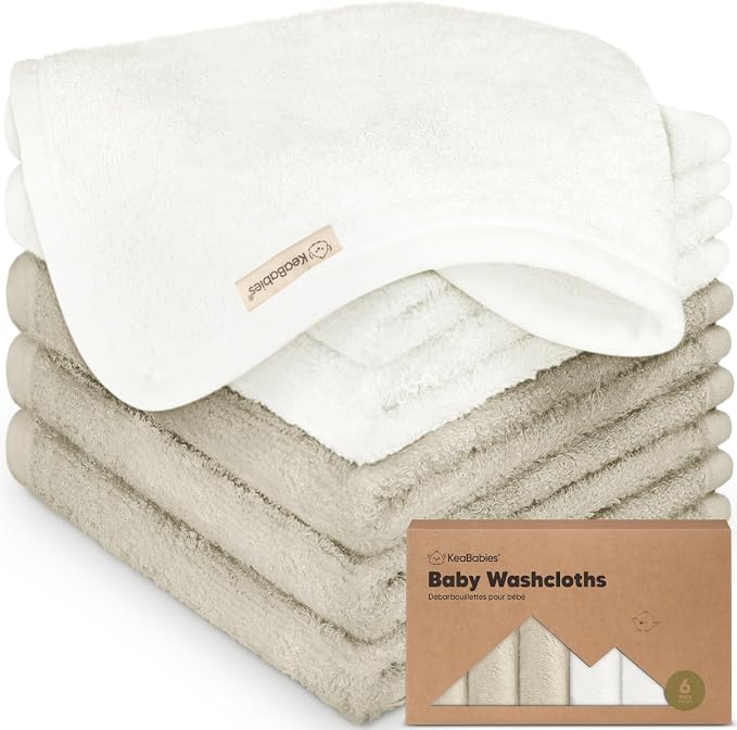 6-Pack Baby Washcloths, Soft Absorbent Washcloths by KeaBabies