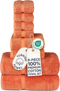 Chakir Turkish Linens 100% Cotton 8-Piece Towel Set, Coral | Premium Towel Set by ChakirTurkishLinens