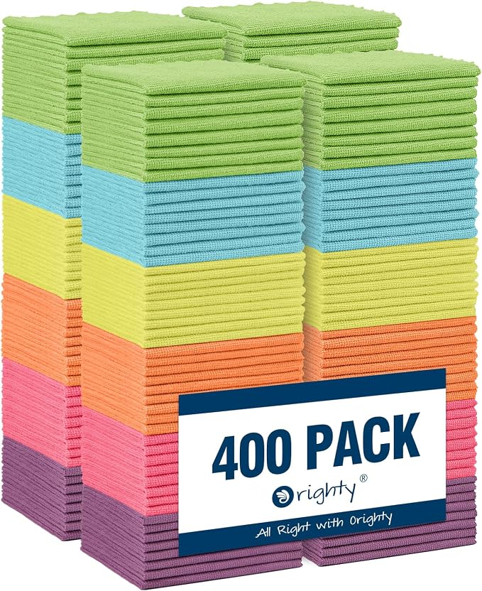 Orighty Microfiber Cleaning Cloth, 400 Pack Highly Absorbent Cleaning Rags by AllRightinOrighty