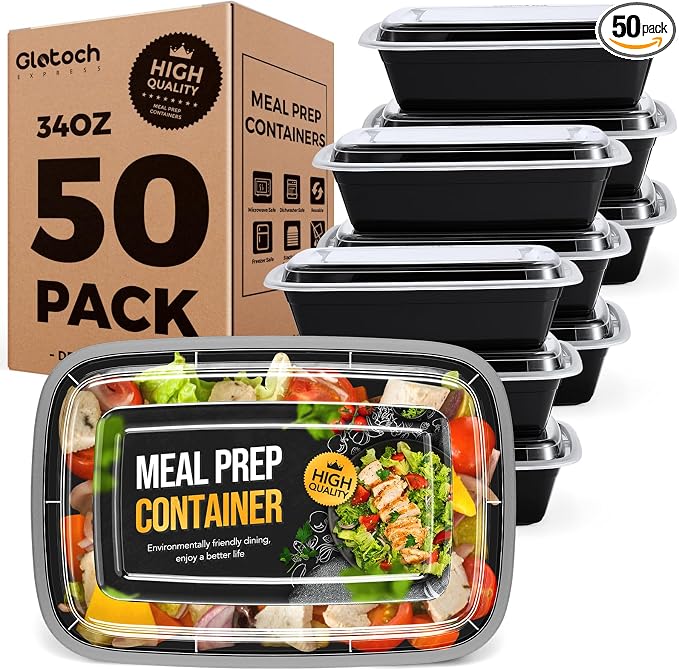100-Piece 34 OZ Meal Prep Containers Reusable by GlotochExpress