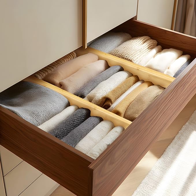 VaeFae 6 Pack Bamboo Drawer Dividers, Expandable Separators - Image 3