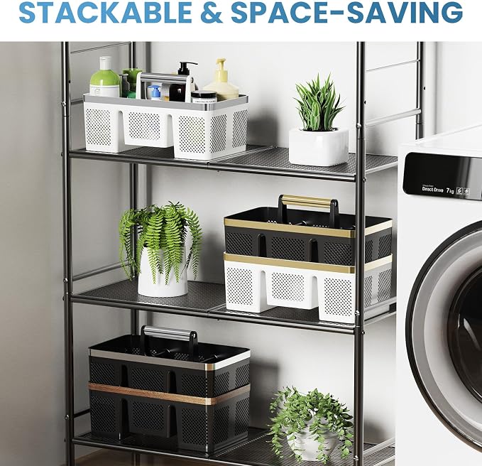 BYUNER 2Pack Plastic Shower Caddy: Portable Shower & Bathroom Caddy Tote - Image 5