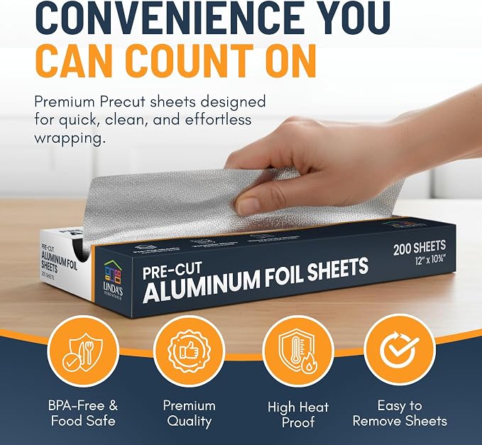 Pre-Cut Aluminum Foil Sheets 200 Count - Image 2