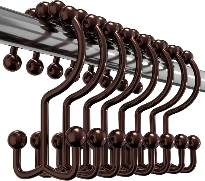 Utopia Bedding Double Glide Shower Curtain Hooks, 12 Pack, Bronze | Premium by UTOPIABEDDING