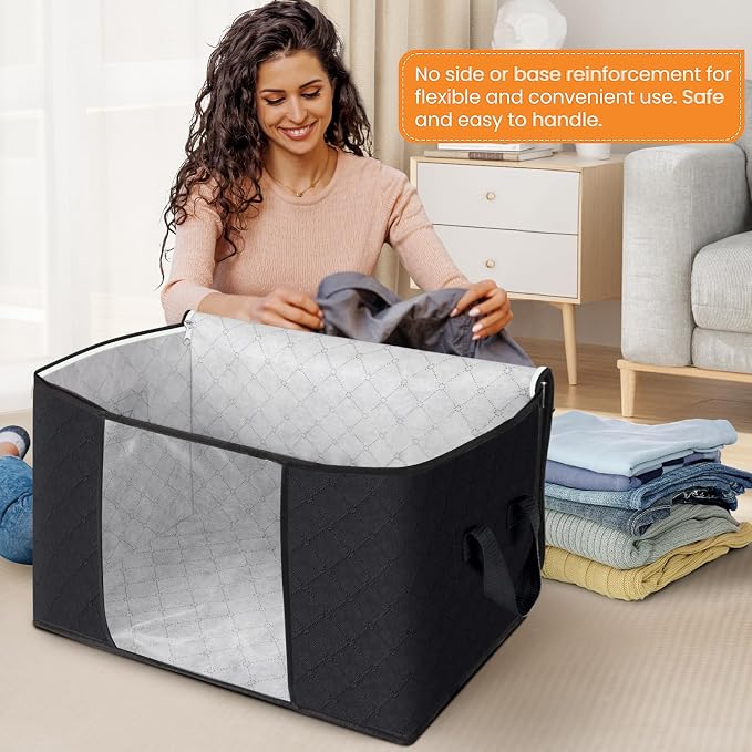 90L Clothes Storage, Foldable Thick Fabric Blanket Storage Bags | Foldable - Image 3