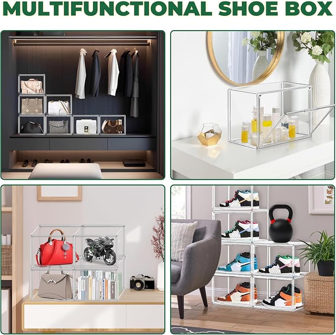 3 Pack X-Large Acrylic Shoe Display Case Size 14, Wide Magnetic Door - Image 6
