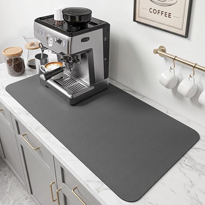 PoYang 31.5x17 Inch Coffee Mat, Extra Large Dish Drying Mat, Stain-Hiding by PoYang