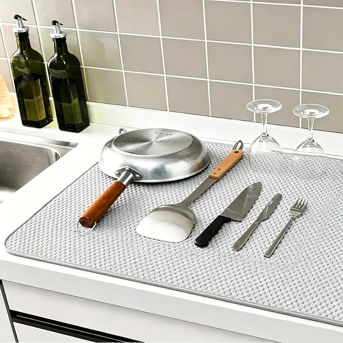 2 Pack Microfiber Dish Drying Mat, 30*24 inch Absorbent Dish Drainer Kitchen - Image 5