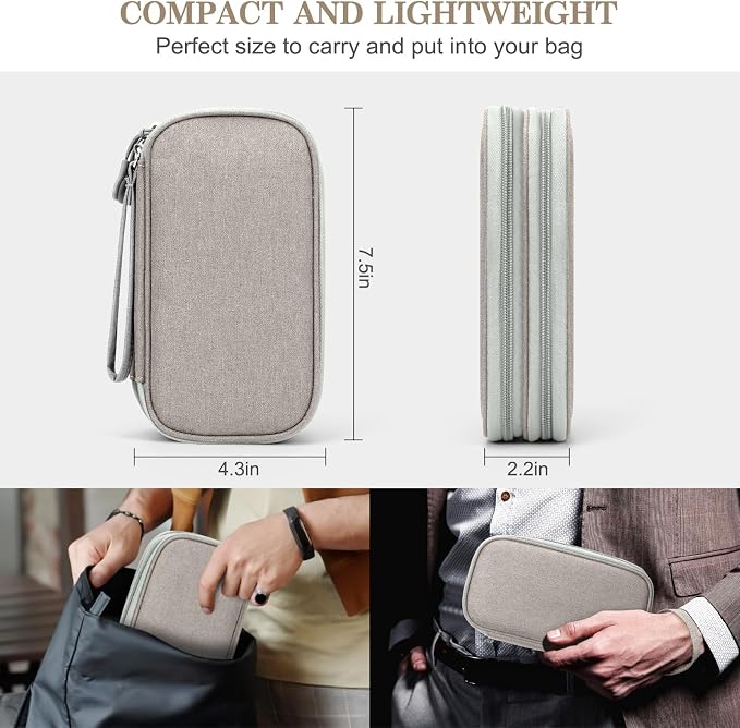 FYY Electronic Organizer, Travel Tech Pouch Bag, Cable Organizer Khaki | Wrist - Image 2
