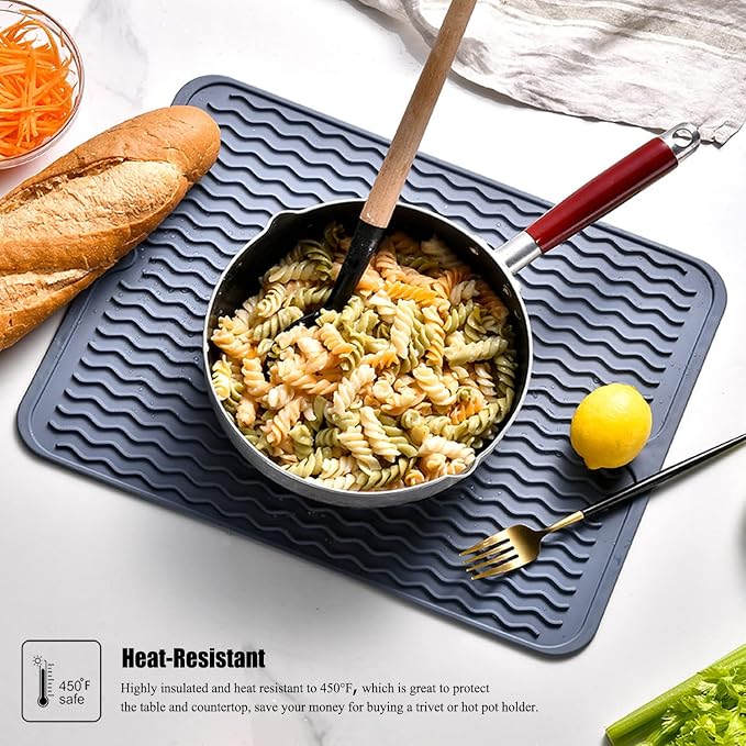 Silicone Dish Drying Mat, Non-Slip Easy Clean Sink Mat, Large Heat-resistant - Image 6