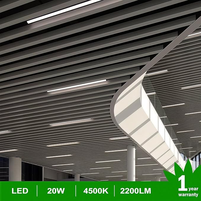 LightingWill T5 LED Shop Light, 4FT, Natural White 4000K, 20W, Linkable Integrated Fixture for Utility LED Ceiling and Under Cabinet Lighting, Corded Electric with Built-in ON/Off Switch, 10 Pack