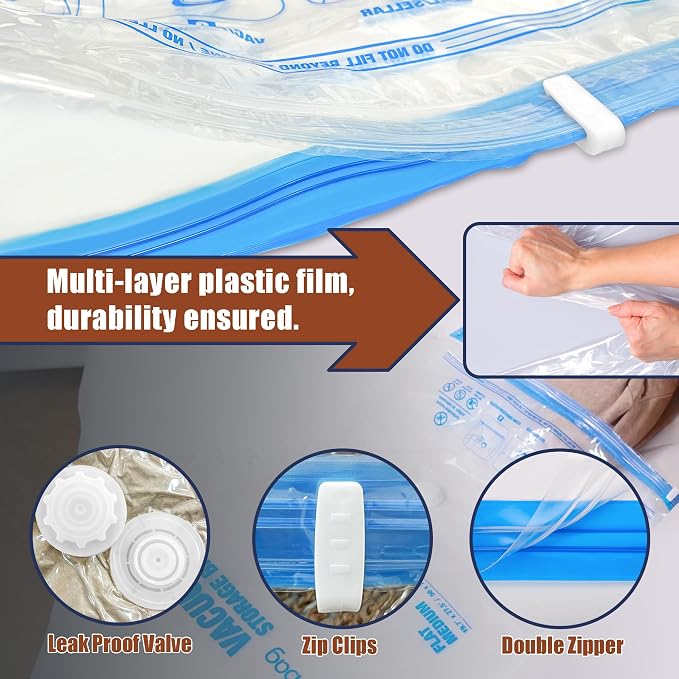 12 Jumbo Vacuum Storage Bags for Bedding, Vacuum Seal Bags for Clothing | Extra - Image 7