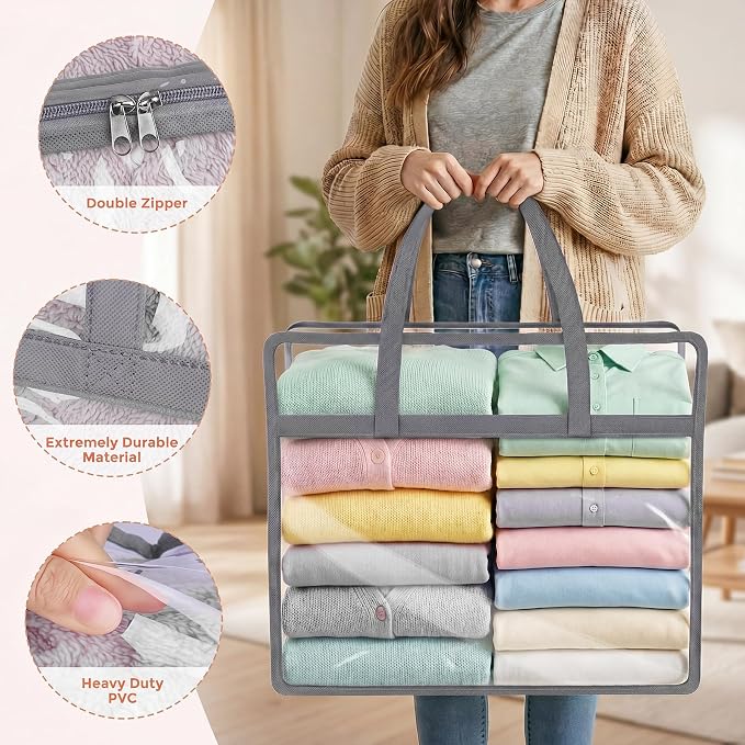 4 Pack Clear Storage Bags for Clothes, 45L Closet Organizers and Storage | - Image 3