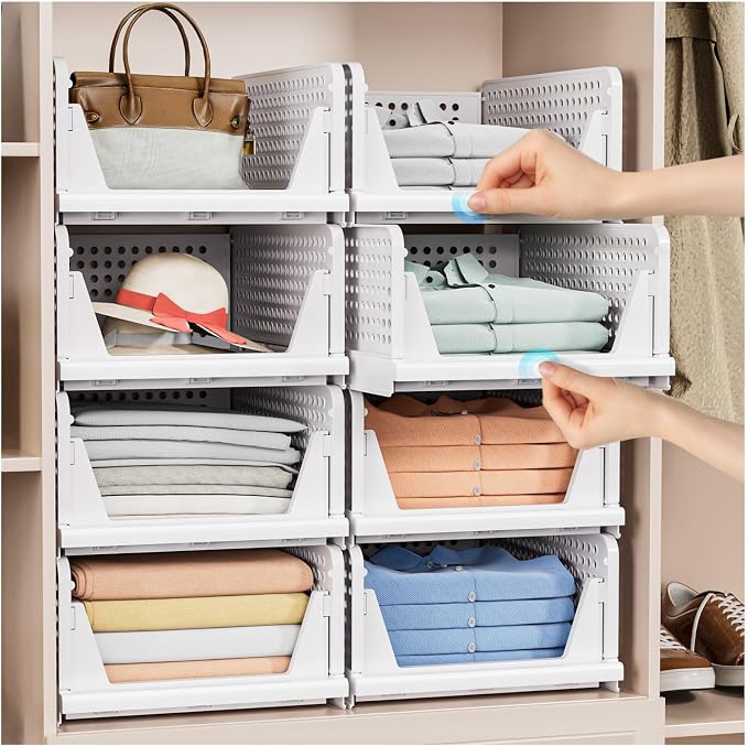 caktraie 5 Pack Stackable Closet Storage Basket - Image 2