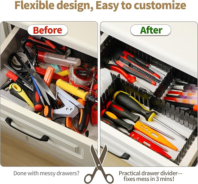 Adjustable Drawer Dividers, Cut-to-Fit DIY Organizers, Clothes and Dresses in - Image 3