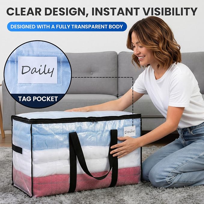 TAILI 12 Pack Clear Extra Large Moving Bags, Storage Bag - Image 5