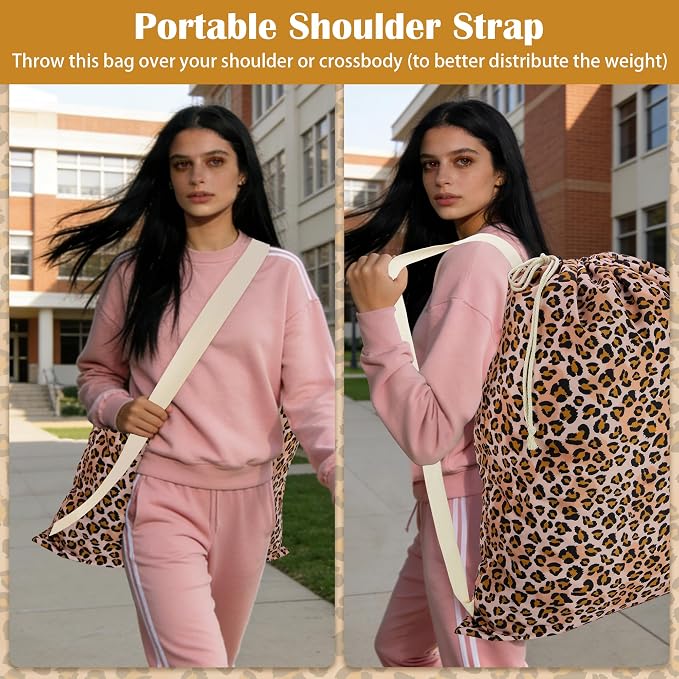 Canvas Laundry Bag with Shoulder Strap & Drawstring - Image 5