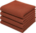 Homaxy 100% Cotton Waffle Weave Kitchen Dish Towels 4-Pack, Rust | 13 x 28 by Homaxy
