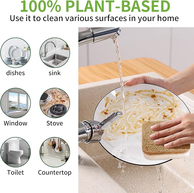 12Pack Kickleen Natural Kitchen Scrub Dish Sponges - Image 4