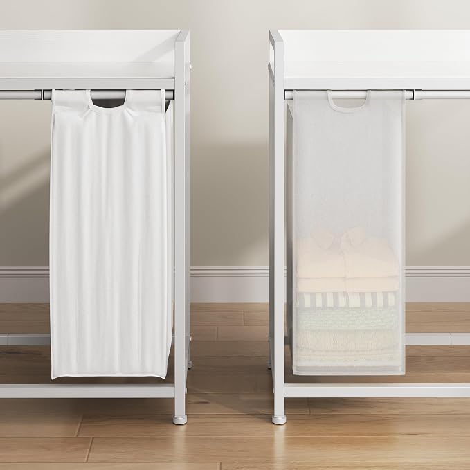 Herture Laundry Hampers with Shelf, Laundry Basket 3 Section, Laundry Sorter - Image 5