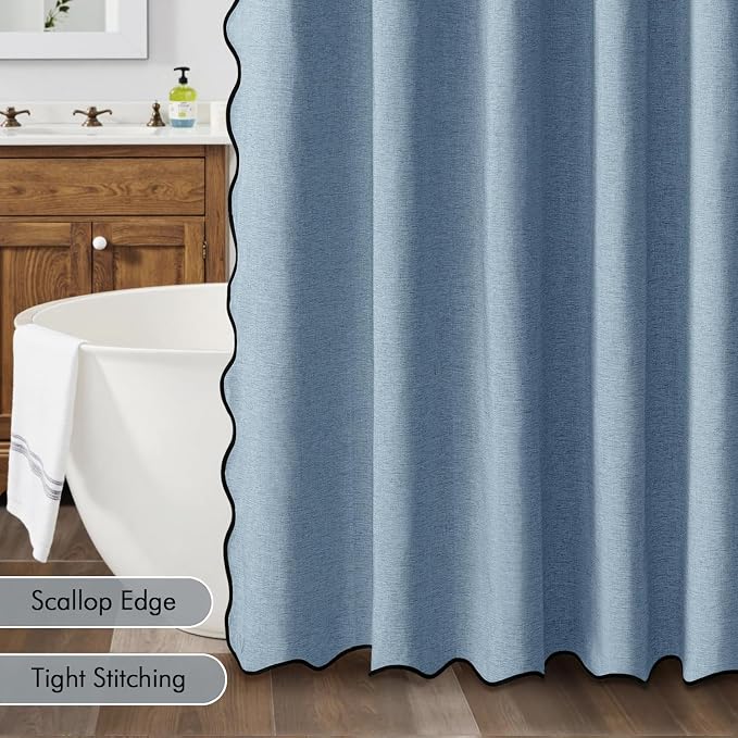 MIULEE 72"x84" Extra Long Scalloped Shower Curtain Moonlight Blue - Image 5