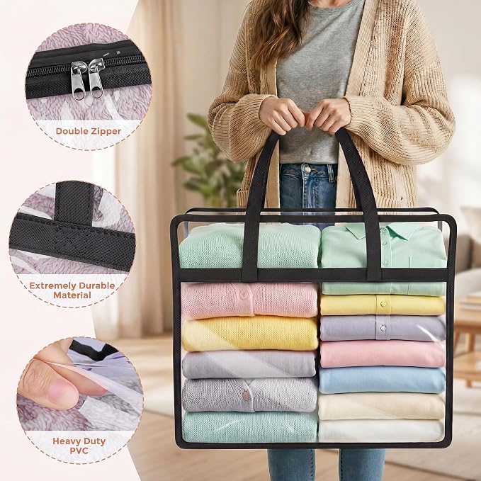 6 Pack Clear Storage Bags for Clothes, 45L Closet Organizers and Storage | - Image 3
