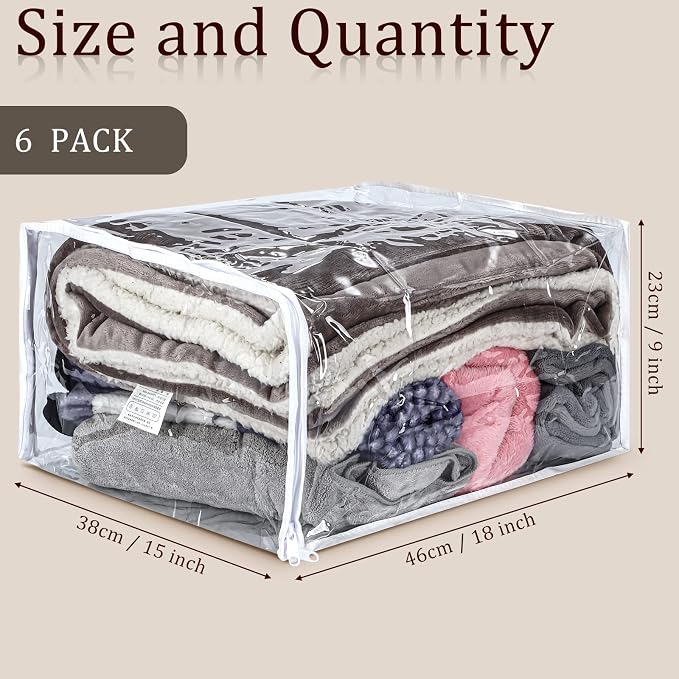 Shappy 6 Packs Clear Plastic Storage Bags - Image 2
