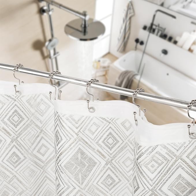 Resze 12 Pcs Shower Curtain Hooks, Metal Double Shower Curtain Rings - Image 5