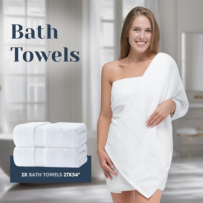Luxury White Bath Towel Set of 8 Pieces - Image 4