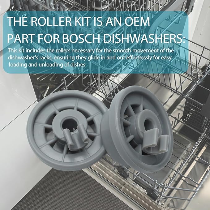 12004485 Dishwasher Lower Rack Wheel for Bosch Kenmore Thermador Gaggenau Dishwashers 12029919 10004343 00617087 AP4512761 1998570 617087 AH3478333 EA3478333 PS3478333 00617087 PS8728047, Pack of 1