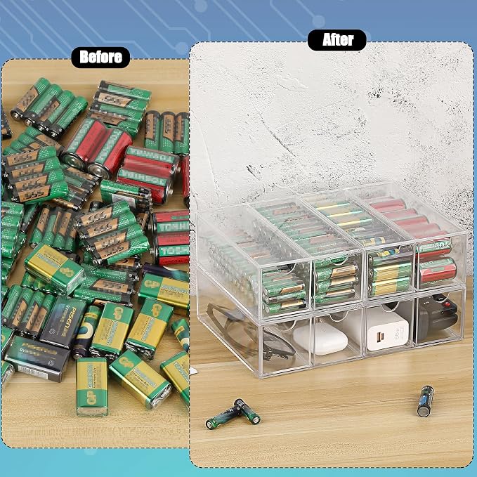 BTSKY Clear Acrylic Battery Storage Organizer - Image 5