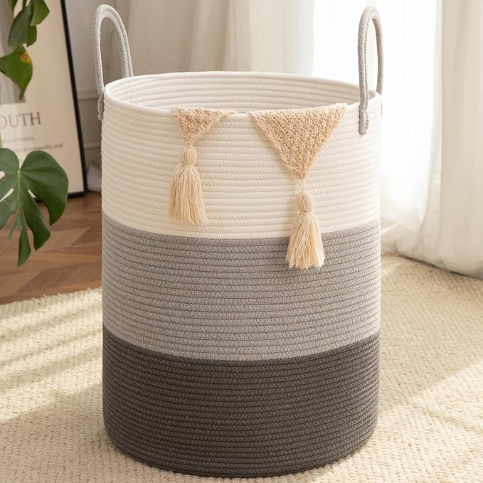 OIAHOMY 60L Nursery Hamper Laundry Basket Laundry Hamper Gradient Grey by MasterofSpaceOptimization