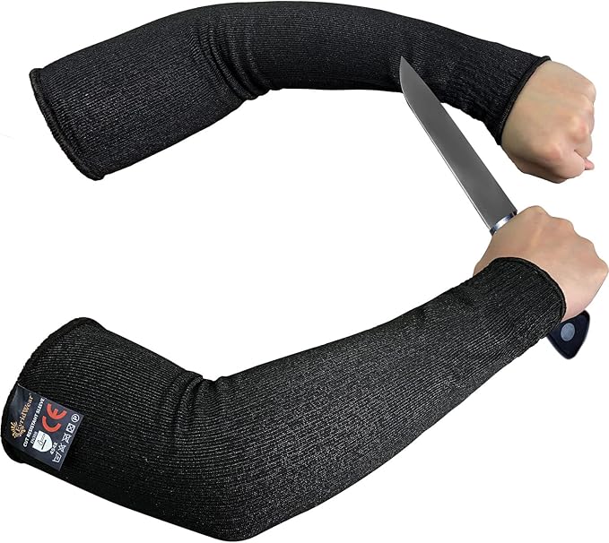 Evridwear Protective Arm Sleeves Cut Resistant Farmers Sleeves for Men Work, Gardening, Farming, Arm Protectors for Thin Skin and Bruising (XL, Black No Thumb Hole)
